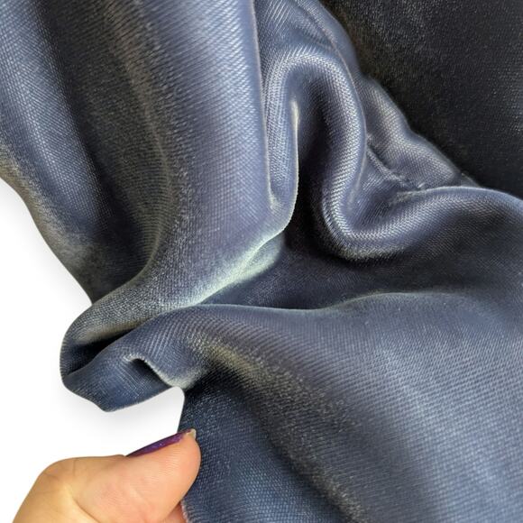 Vintage Blue Velvet Velour Blazer ~ Cornflower satin lined XS/S Open front - Picture 3 of 8